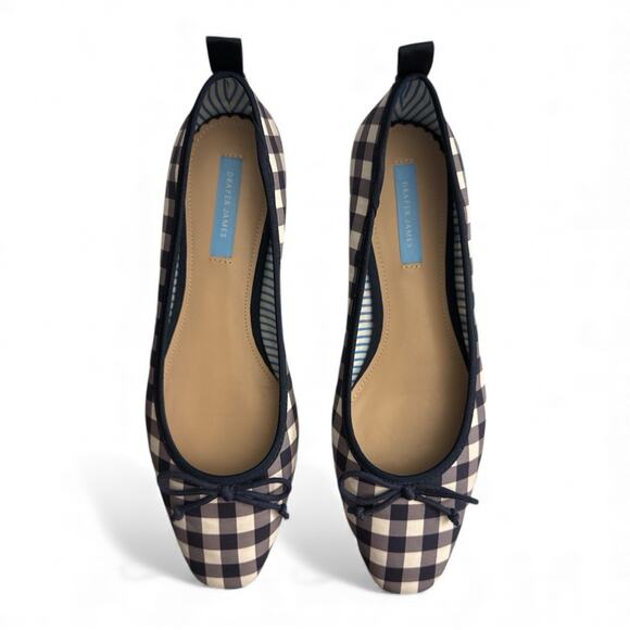 NEW Draper James Taylor Blue White Gingham Check Ballet Flats Size 9 - Picture 3 of 7